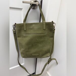 Rare Lucky Brand Olive Green Leather Tote Bag